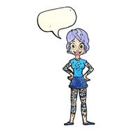 cartoon woman with heavy tattoos speech bubble N3