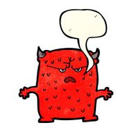 cartoon little alien with speech bubble N3