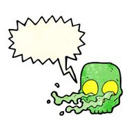 cartoon gross skull with speech bubble N2