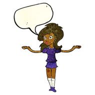 cartoon confused pretty girl with speech bubble N3