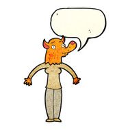 cartoon friendly fox woman with speech bubble N2