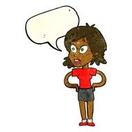 cartoon woman with hands on hips speech bubble N56