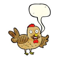 cartoon old rooster with speech bubble N3