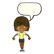 cartoon happy woman with speech bubble N70
