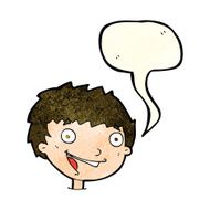 cartoon laughing boy with speech bubble N4