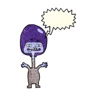 cartoon space alien with speech bubble N7