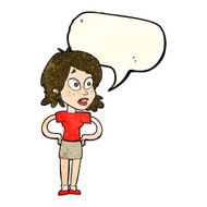 cartoon woman with hands on hips speech bubble N57