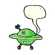 cartoon flying saucer with speech bubble N2