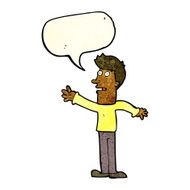 cartoon man reaching with speech bubble N3