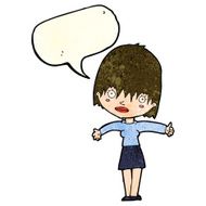 cartoon curious woman with speech bubble N20