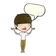 cartoon woman holding arms in air with speech bubble N4