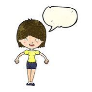 cartoon happy woman with speech bubble N71