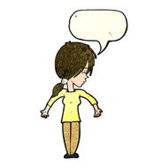 cartoon woman shrugging shoulders with speech bubble N153
