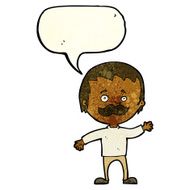 cartoon man with mustache waving speech bubble N7