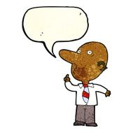 cartoon bald man asking question with speech bubble N3