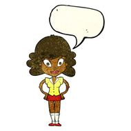 cartoon pretty woman with speech bubble N84