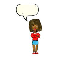 cartoon tough woman with folded arms speech bubble N3