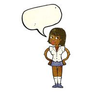 cartoon woman with hands on hips speech bubble N58