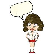 cartoon pretty woman with speech bubble N86