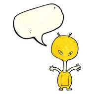 cartoon space alien with speech bubble N8