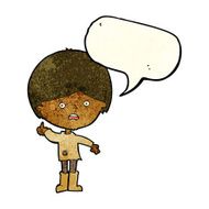 cartoon unhappy boy with speech bubble N16