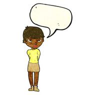 cartoon shy woman with speech bubble N16