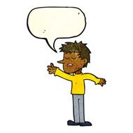cartoon happy man reaching with speech bubble N3