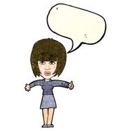cartoon annoyed woman with speech bubble N58