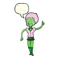 cartoon halloween girl with speech bubble N6