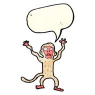 cartoon frightened monkey with speech bubble N3