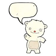 cartoon waving polar bear cub with speech bubble N11