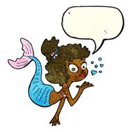 cartoon pretty mermaid with speech bubble N8
