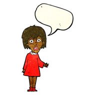 cartoon shocked woman with speech bubble N31