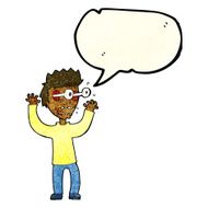 cartoon terrified man with speech bubble N67