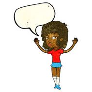 cartoon pretty girl with speech bubble N30