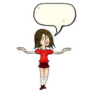 cartoon woman shrugging shoulders with speech bubble N163