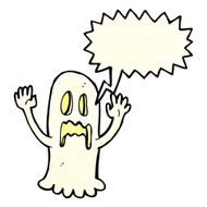 cartoon spooky ghost with speech bubble N14