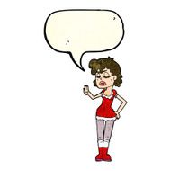 cartoon woman making dismissive gesture with speech bubble N6