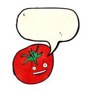 cartoon happy tomato with speech bubble N5