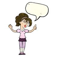 cartoon woman with idea speech bubble N77