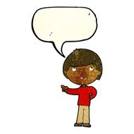 cartoon boy pointing with speech bubble N8
