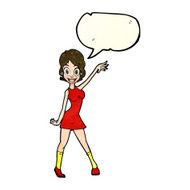 cartoon party girl with speech bubble N3