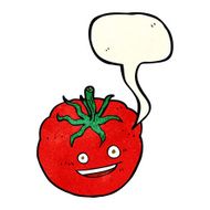 cartoon happy tomato with speech bubble N6