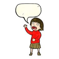 cartoon stressed out woman with speech bubble N8