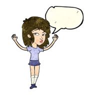 cartoon pretty girl with speech bubble N31