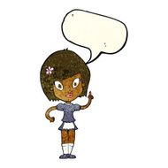 cartoon pretty maid with speech bubble N3