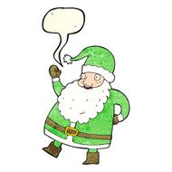 funny waving santa claus cartoon with speech bubble N8