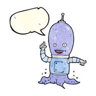 cartoon alien spaceman with speech bubble N6