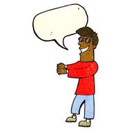 cartoon grinning man wearing glasses with speech bubble N3