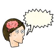 cartoon head with brain symbol speech bubble N11